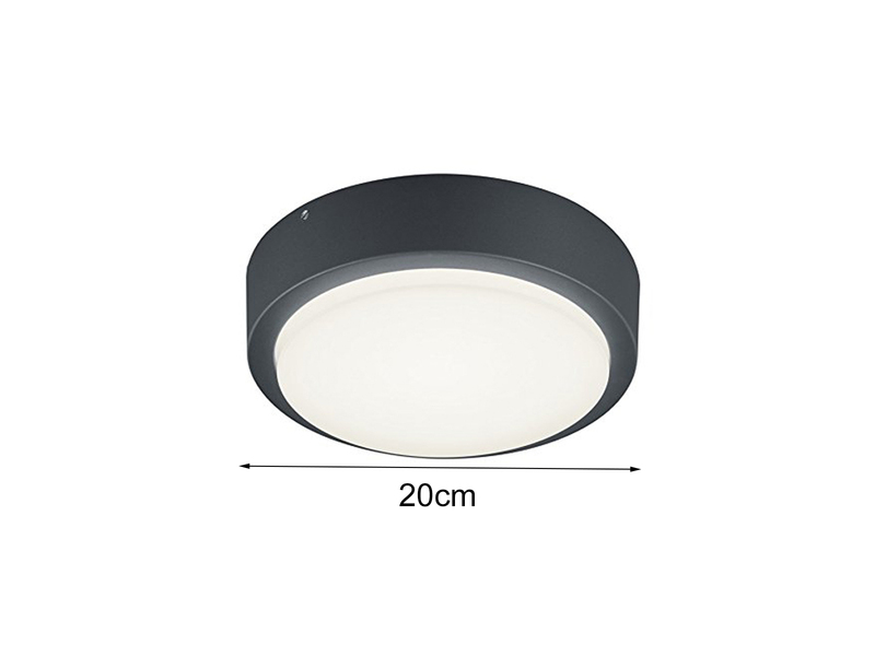 Runde LED Außenwandlampen 2er SET in anthrazit aus wetterfestem Aluminium Ø 20cm