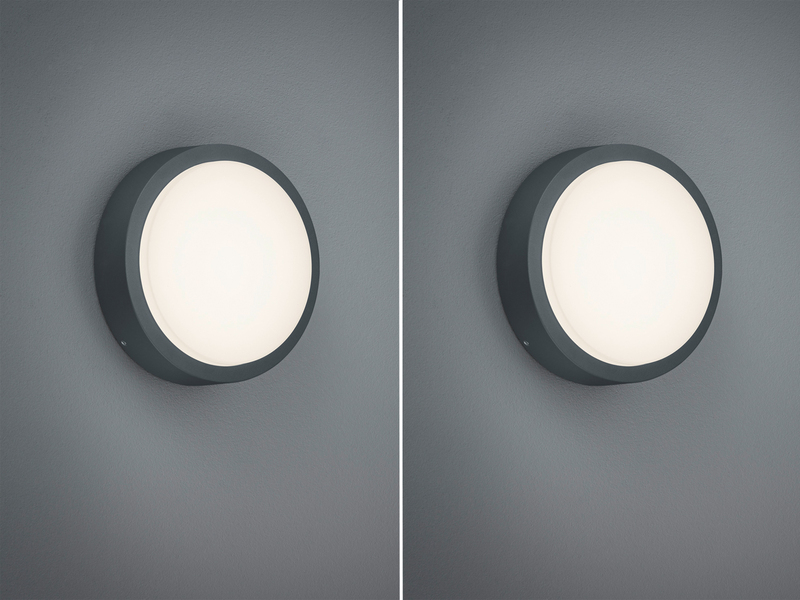 Runde LED Außenwandlampen 2er SET in anthrazit aus wetterfestem Aluminium Ø 20cm