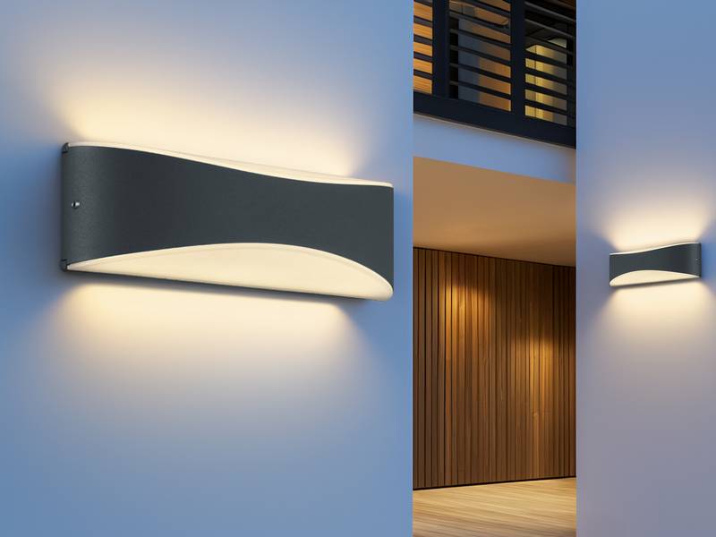 2er Set LED Außenwandleuchten in Anthrazit mit Up and Down Beleuchtung, IP65