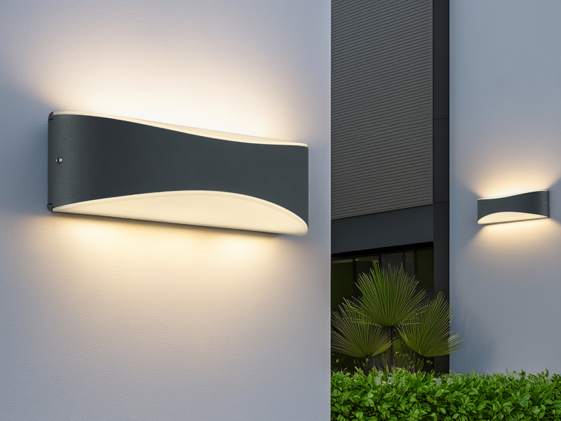2er Set LED Außenwandleuchten in Anthrazit mit Up and Down Beleuchtung, IP65