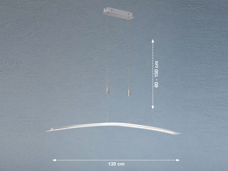 LED Pendelleuchte METIS Silber dimmbar & höhenverstellbar, Breite 135cm