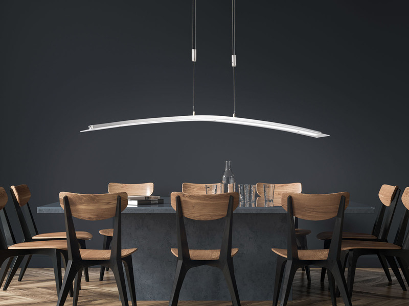 LED Pendelleuchte METIS Silber dimmbar & höhenverstellbar, Breite 135cm