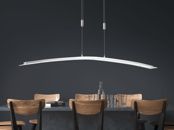 LED Pendelleuchte METIS Silber dimmbar & höhenverstellbar, Breite 135cm