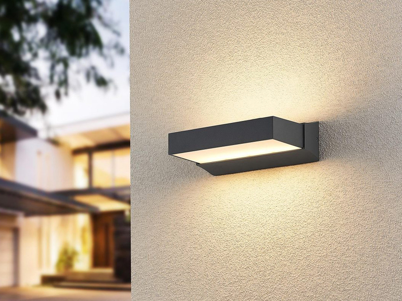 Moderne LED Außenwandleuchte Anthrazit IP65 - 2er SET für Fassadenbeleuchtung