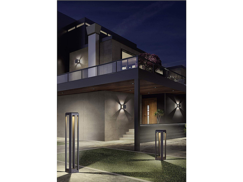Moderne eckige LED Außenwandleuchte LOGONE Kubus in Anthrazit - Fassadenlampen