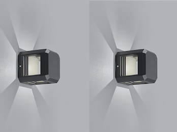 Moderne eckige LED Außenwandleuchten im 2er SET Würfel in Anthrazit IP65