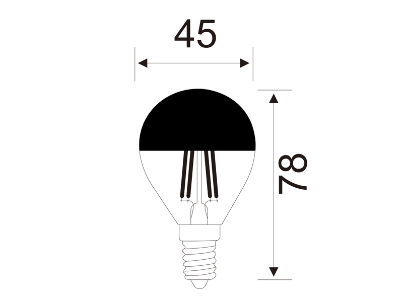 E14 Filament LED Chrom, 4 Watt, 420 Lumen, warmweiß, Ø4,5cm, nicht dimmbar