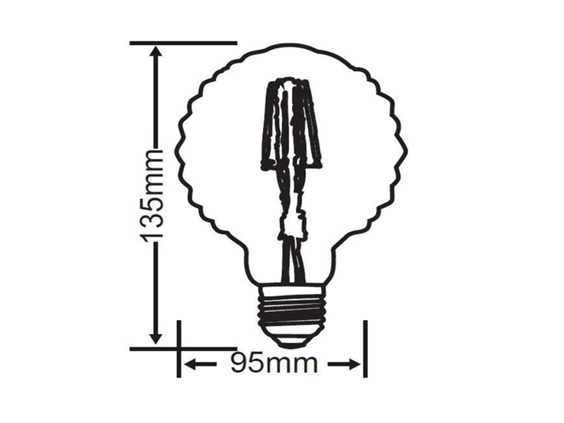E27 Filament LED - 4 Watt, 320 Lumen, warmweiß, Ø9,5cm - nicht dimmbar