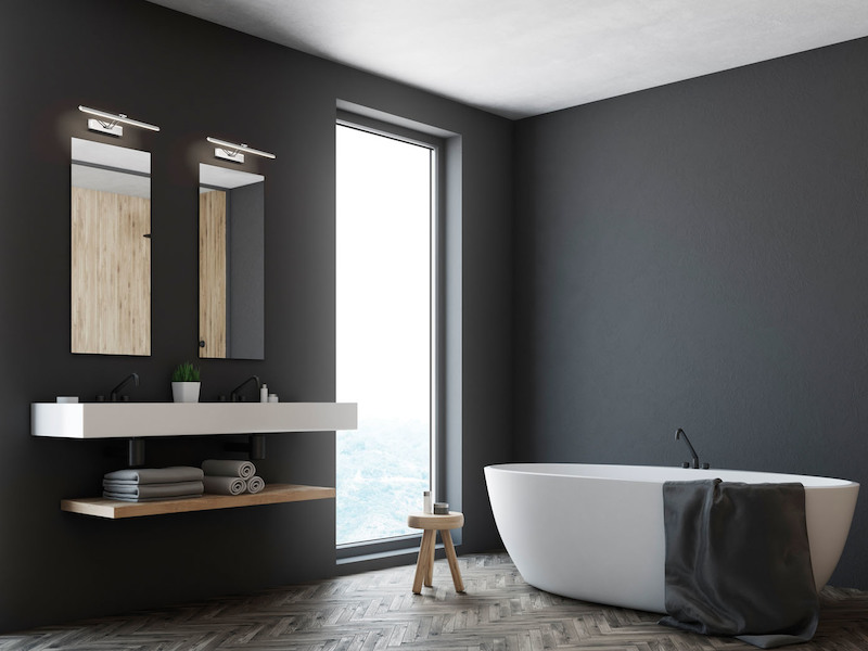 LED Badezimmer Wandleuchte BAABE Silber Chrom schwenkbar, Breite 60cm