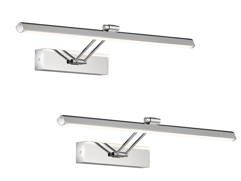 2er SET LED Badezimmer Wandleuchten Silber Chrom schwenkbar, Breite 60cm