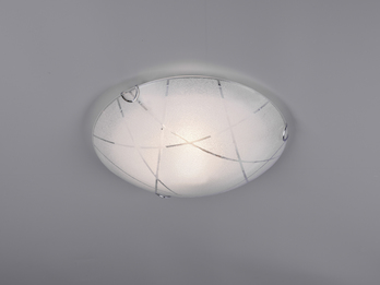 Runde Deckenschale SANDRINA, Dekorglas in weiß mit schönem Streifendesign Ø30cm