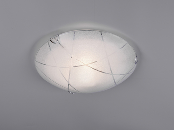 Runde Deckenschale SANDRINA, Dekorglas in weiß mit schönem Streifendesign Ø40cm