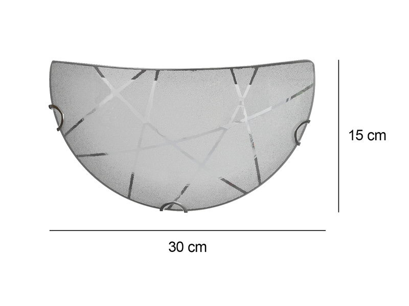 Flache Wandleuchte SANDRINA Glasschirm mit Streifendekor, Breite 30cm