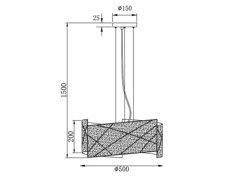 Große LED Pendelleuchte mit Glas Lampenschirm & Streifendekor Ø 50cm