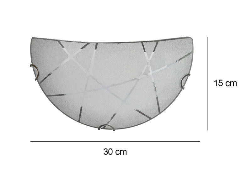 Exklusive LED Wandleuchte 30x15cm Glasschirm in weiß mit dezenten Streifen