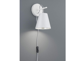 Wandleuchte ANDREUS mit Schalter & Stecker, in Weiß Silber