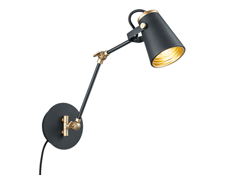 Moderne Wandleuchte EDWARD in Schwarz matt, variabel verstellbar, Höhe 25cm