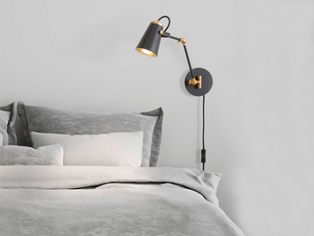 Moderne Wandleuchte EDWARD in Schwarz matt, variabel verstellbar, Höhe 25cm
