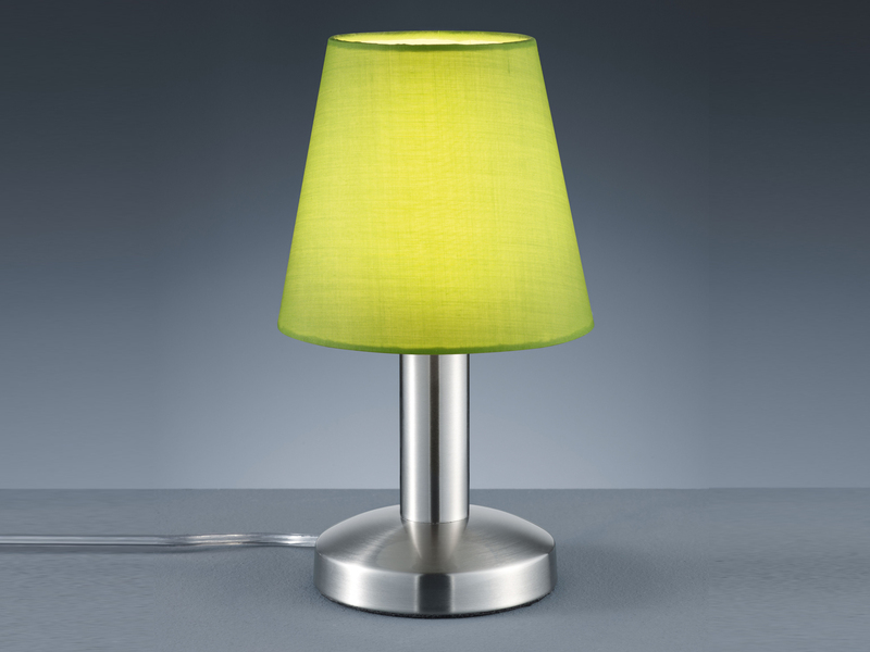 Tischlampe Stoff Lampenschirm Grün mit Touchfunktion LED dimmbar 24 cm