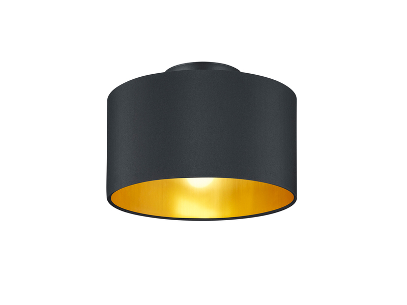 Edle Deckenleuchte HOSTEL mit Stoff Lampenschirm Schwarz Gold Ø 30cm