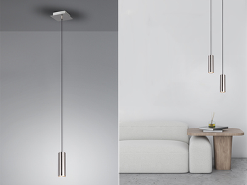 Pendelleuchte MARLEY 1-flammig Metall in Silber, Ø 12cm