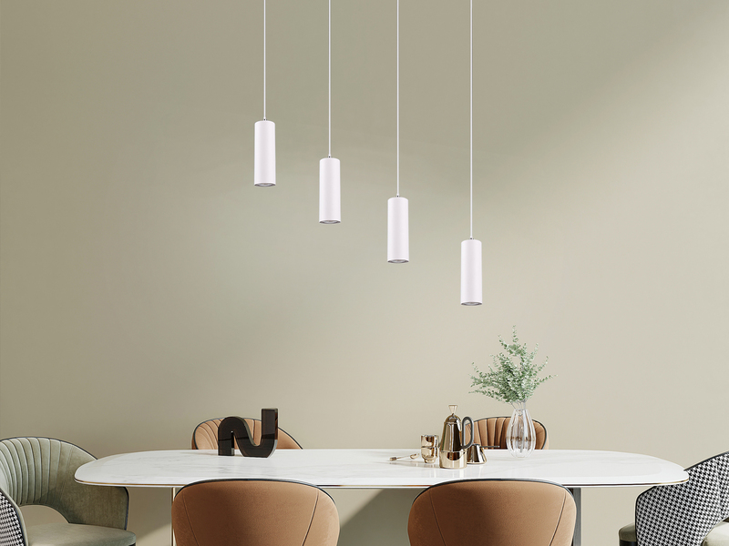 Pendelleuchte MARLEY 4-flammig aus Metall Weiß, Breite 75cm