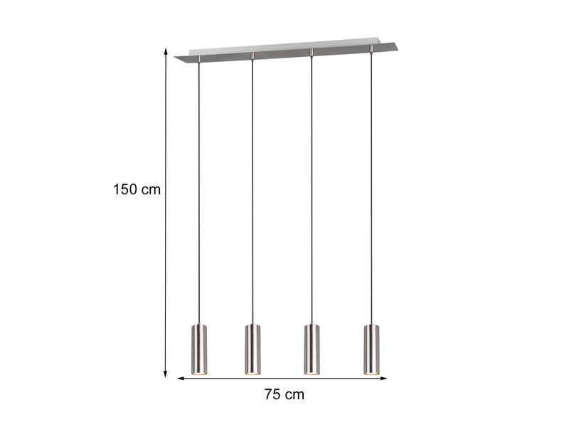 Pendelleuchte MARLEY 4-flammig Metall Silber, Breite 75cm