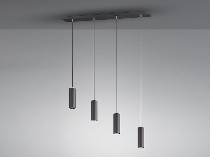 Pendelleuchte MARLEY 4-flammig aus Metall Schwarz, Breite 75cm