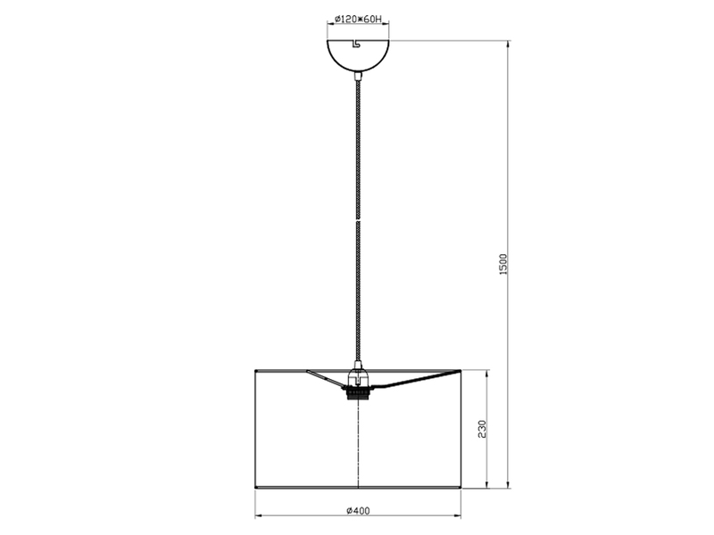 Dimmbare LED Pendelleuchte mit Lampenschirm Ø40cm aus Stoff in Schwarz & Gold