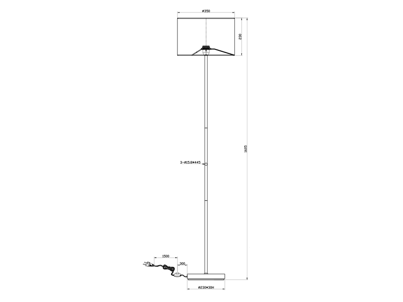 Moderne LED Stehleuchte mit Lampenschirm aus Stoff in Schwarz & Gold Höhe: 160cm