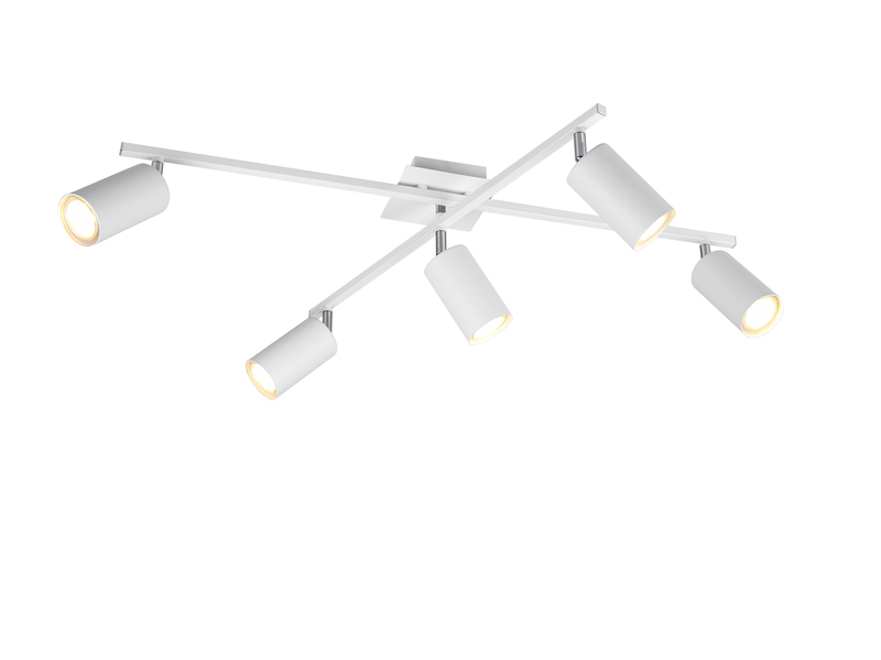 Deckenstrahler MARLEY Weiß 5-flammig, Arme verstellbar, Breite 77,5cm
