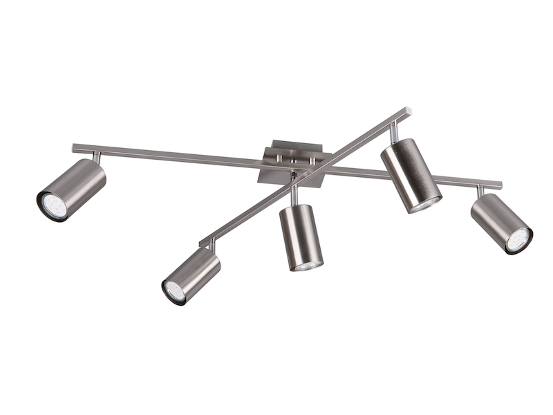 Deckenstrahler MARLEY Silber 5-flammig, verstellbare Spots, Breite 77,5cm