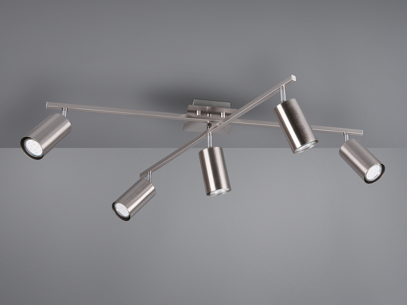 Deckenstrahler MARLEY Silber 5-flammig, verstellbare Spots, Breite 77,5cm