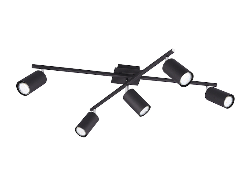 Deckenstrahler MARLEY Schwarz 5-flammig, verstellbare Spots, Breite 77,5cm