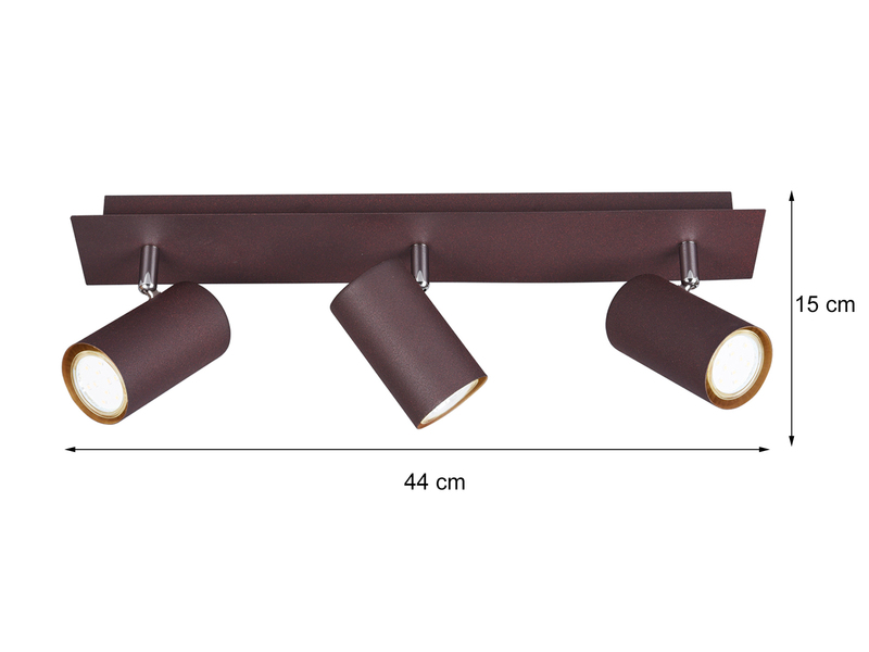 Deckenstrahler MARLEY Rostfarben 3-flammig, Breite 48cm
