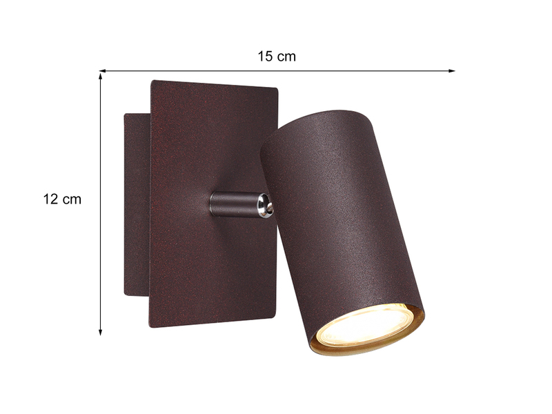 Wandstrahler MARLEY Metall Rost mit GU10-Sockel, Breite 12cm