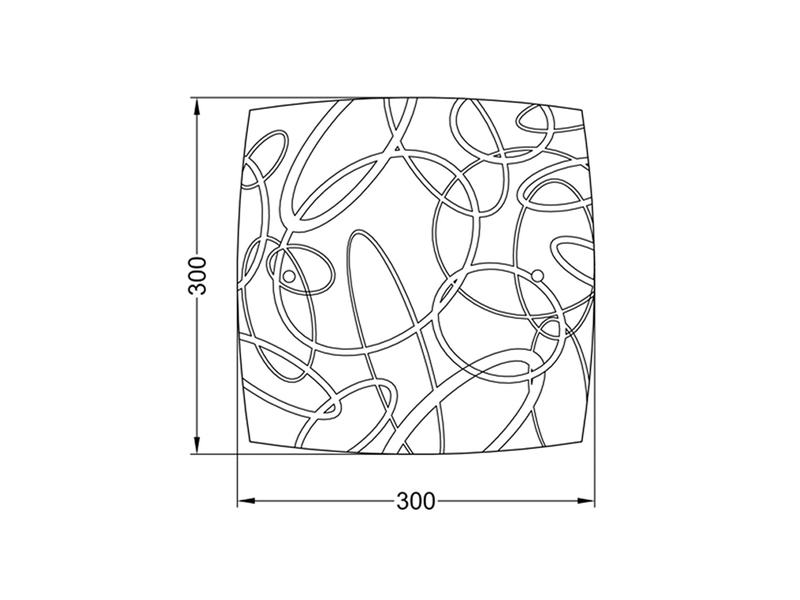 Eckige Deckenleuchte SPIRELLI Glas mit modernem Dekor, Quadrat 30cm