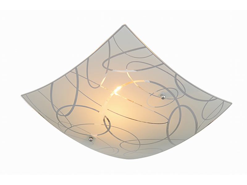Eckige Deckenleuchte SPIRELLI Glas mit modernem Dekor, Quadrat 30cm