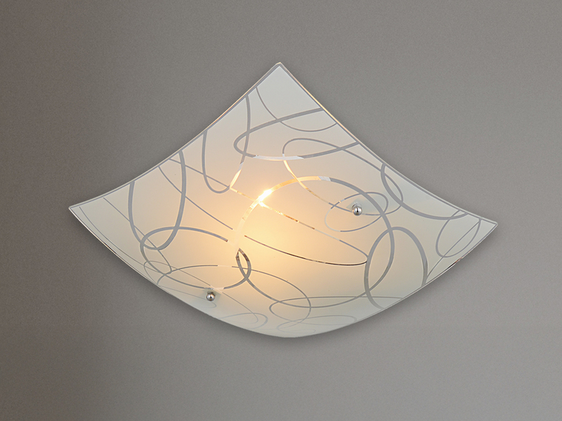 Eckige Deckenleuchte SPIRELLI Glas mit modernem Dekor, Quadrat 30cm