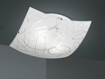 Eckige Deckenleuchte SPIRELLI Glas mit modernem Dekor, Quadrat 30cm