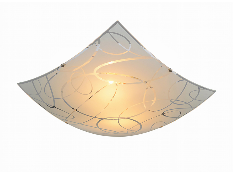 Eckige Deckenleuchte SPIRELLI Glas mit modernem Dekor, Quadrat 40cm