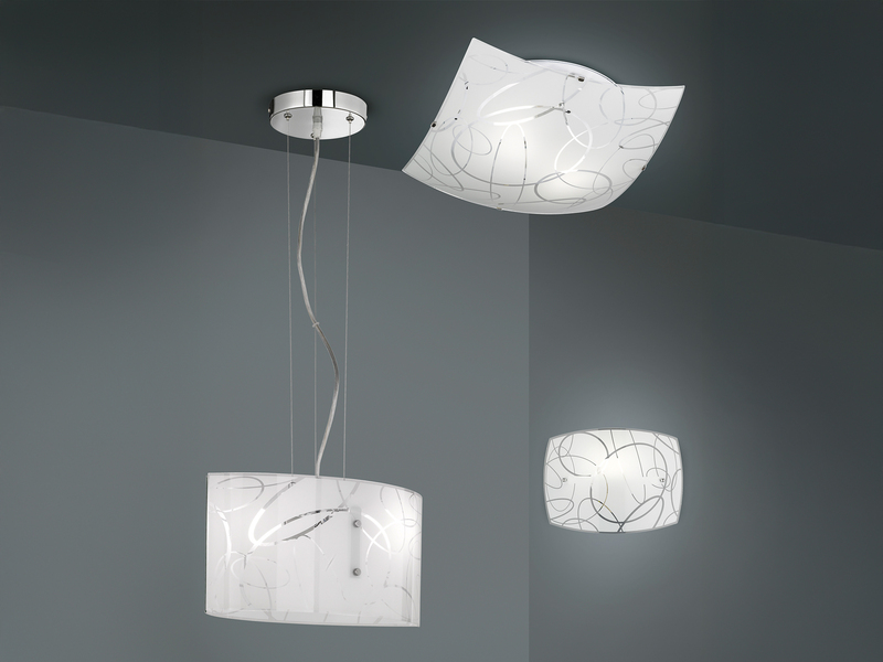 Exklusive Wandleuchte SPIRELLI Glasschirm in Weiß mit dezentem Dekor, B: 30cm