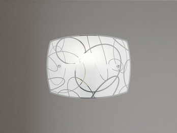 Exklusive Wandleuchte SPIRELLI 30x22cm Glasschirm in weiß mit dezentem Dekor