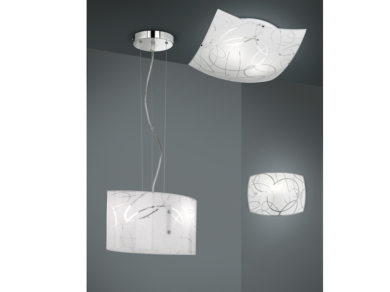 Exklusive LED Wandleuchte DIMMBAR Glasschirm in weiß mit dezentem Dekor, B: 30cm