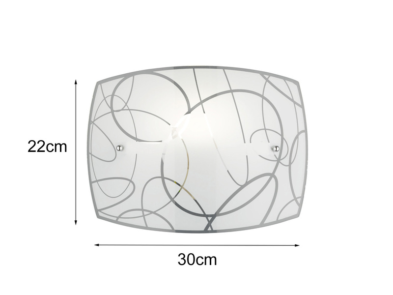 Exklusive LED Wandleuchte DIMMBAR Glasschirm in weiß mit dezentem Dekor, B: 30cm