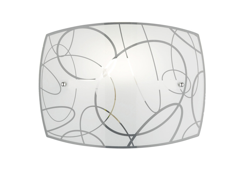 Exklusive LED Wandleuchte DIMMBAR 30x22cm Glasschirm in weiß mit dezentem Dekor