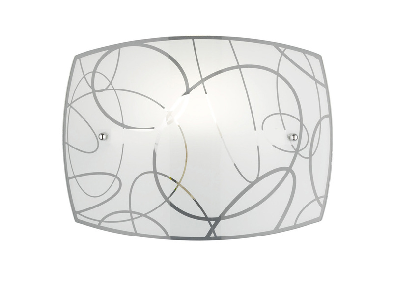 Exklusive LED Wandleuchte DIMMBAR Glasschirm in weiß mit dezentem Dekor, B: 30cm