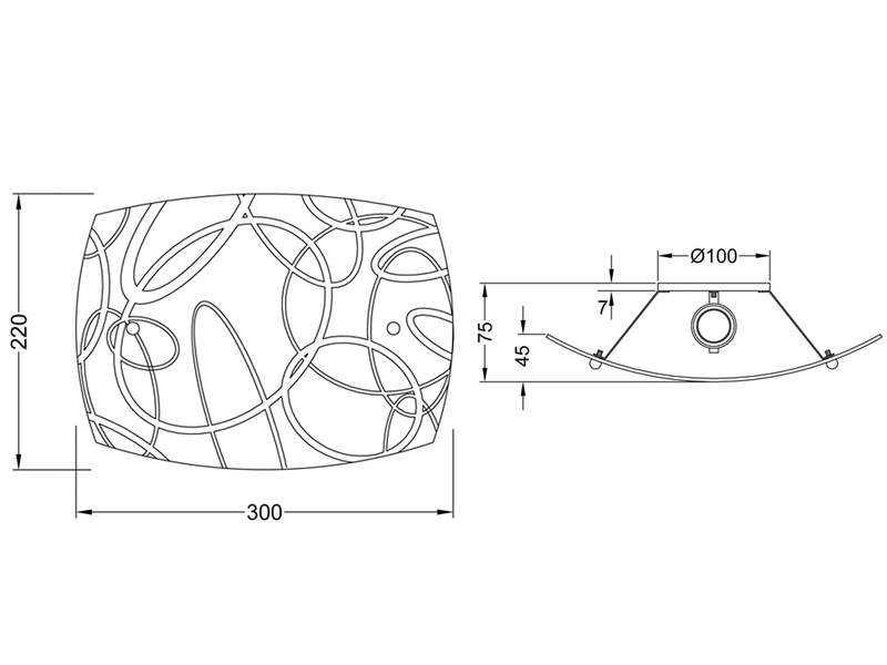 Exklusive LED Wandleuchte DIMMBAR Glasschirm in weiß mit dezentem Dekor, B: 30cm