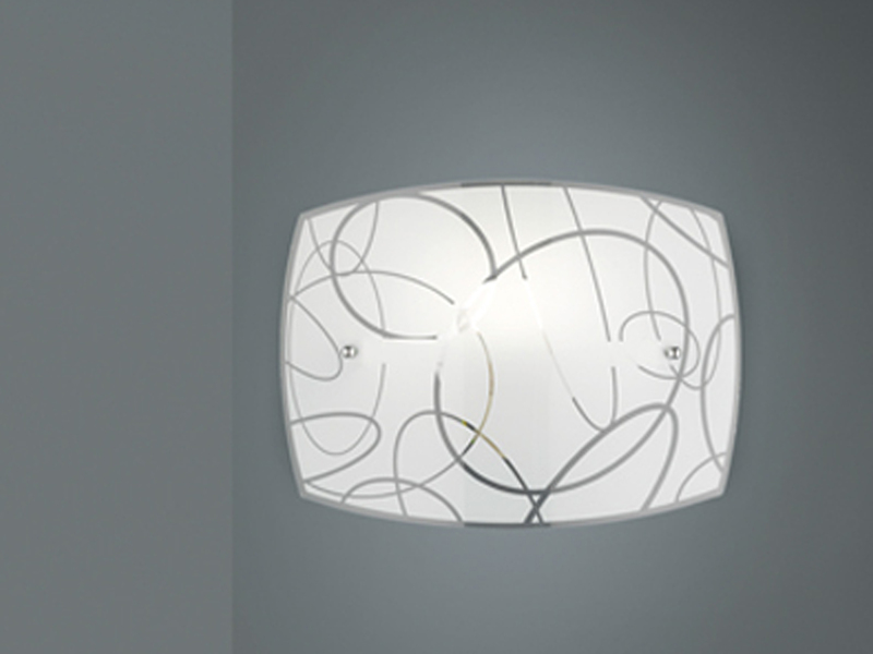 Exklusive LED Wandleuchte DIMMBAR Glasschirm in weiß mit dezentem Dekor, B: 30cm