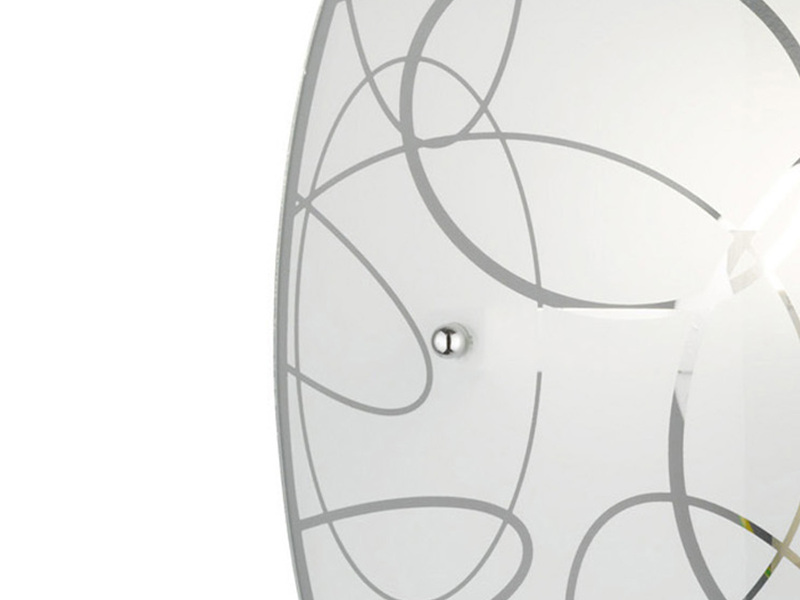 Exklusive LED Wandleuchte DIMMBAR Glasschirm in weiß mit dezentem Dekor, B: 30cm